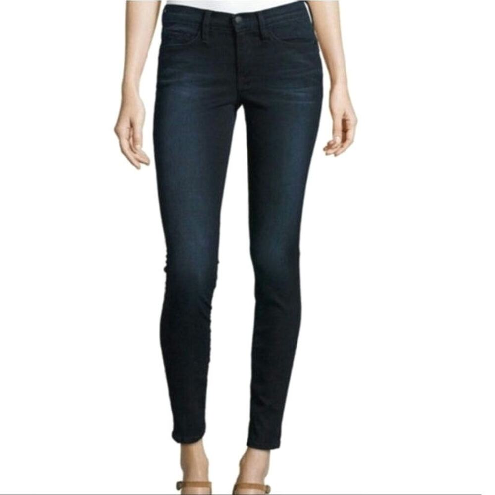 FRAME Le Skinny de Jeanne Mid Rise Dark Blue Denim Jeans Minimal Chic 27